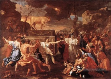 Adoration du veau d’or classique peintre Nicolas Poussin Peinture à l'huile